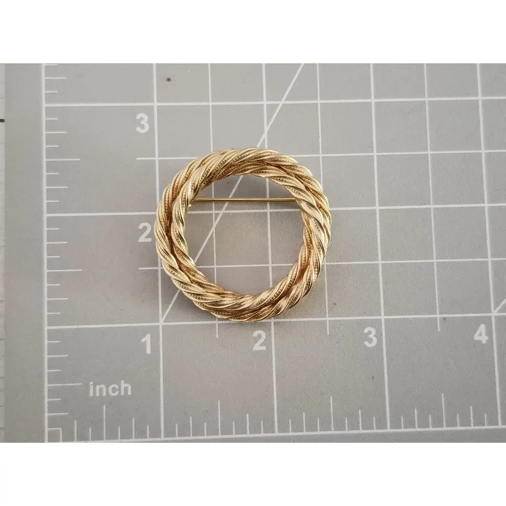 Vintage MCM Twisted Double Circle Brooch and Earring Set